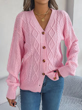 Cable-Knit Long Sleeve Cardigan Blush Pink cfc3d558-0924-4081-b408-86d2b7c0a885-Max Glownestbest