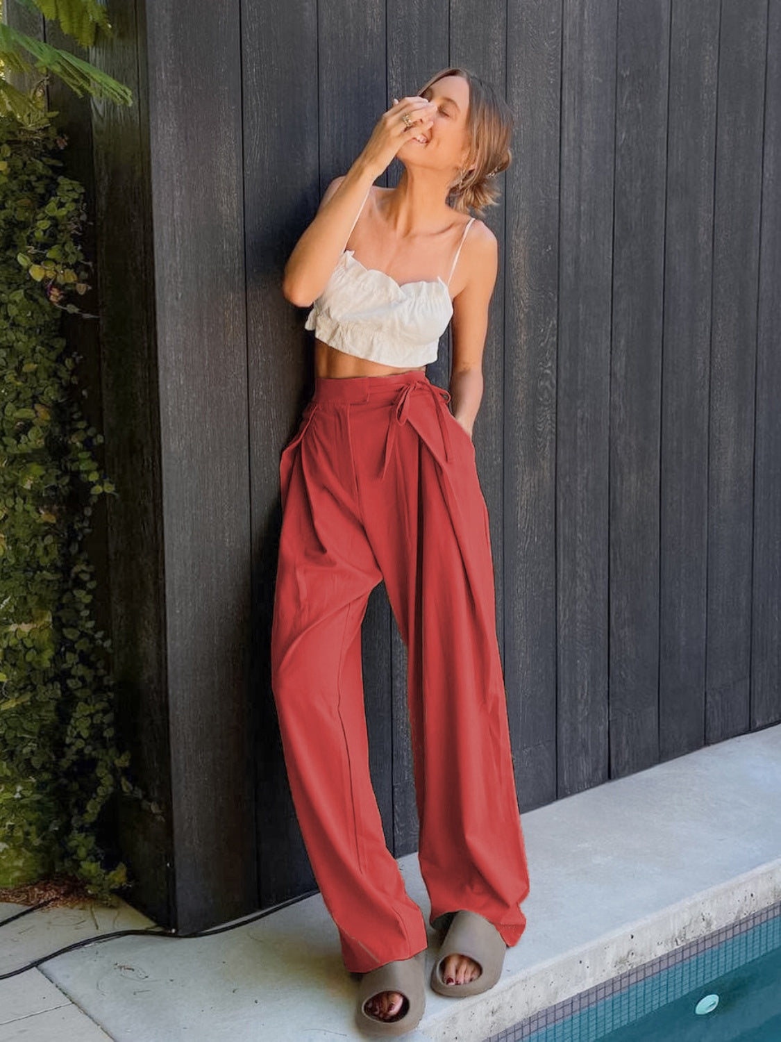 Tied High Waist Wide Leg Pants Orange-Red d0765682-c1ff-4469-85be-57544f6dddda-Max Trendsi