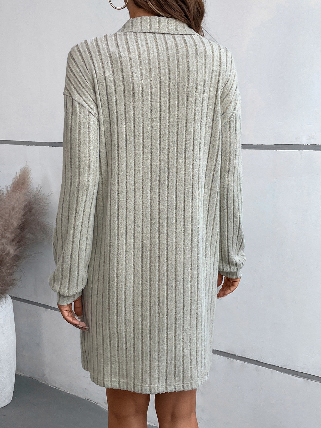 Ribbed Collared Neck Long Sleeve Dress d07c466f-6549-44b4-afac-7d8c4cb257c3-Max Glownestbest