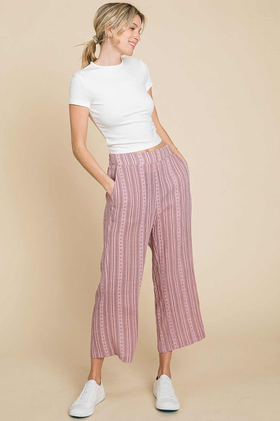 Cotton Bleu by Nu Lab Striped Elastic Waist Wide Leg Pants Pink d0aa6a94-01a9-4d05-87e6-36a65cad7e58-Max Trendsi
