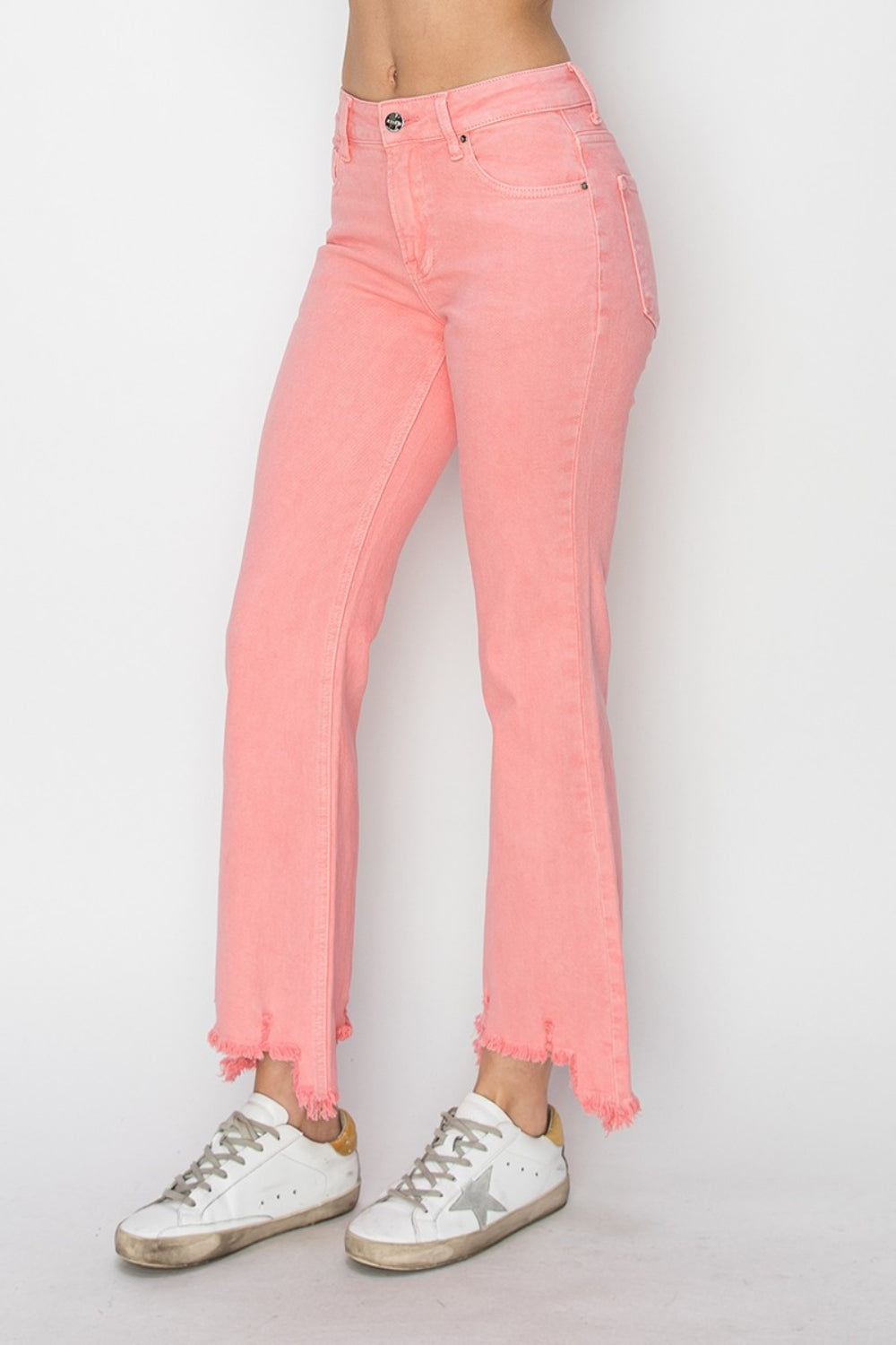 RISEN Raw Hem Bootcut Jeans with Pockets Flamingo d0ba2f4e-5e56-4e04-ac96-aeca8beb4630-Max Trendsi