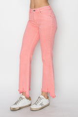 RISEN Raw Hem Bootcut Jeans with Pockets Flamingo d0ba2f4e-5e56-4e04-ac96-aeca8beb4630-Max Trendsi