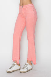 RISEN Raw Hem Bootcut Jeans with Pockets Flamingo d0ba2f4e-5e56-4e04-ac96-aeca8beb4630-Max Trendsi