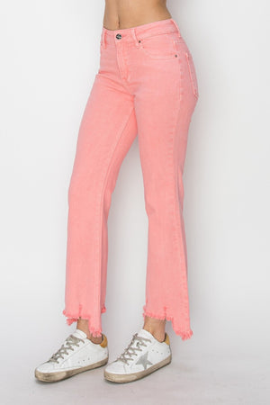 RISEN Raw Hem Bootcut Jeans with Pockets Flamingo d0ba2f4e-5e56-4e04-ac96-aeca8beb4630-Max Trendsi
