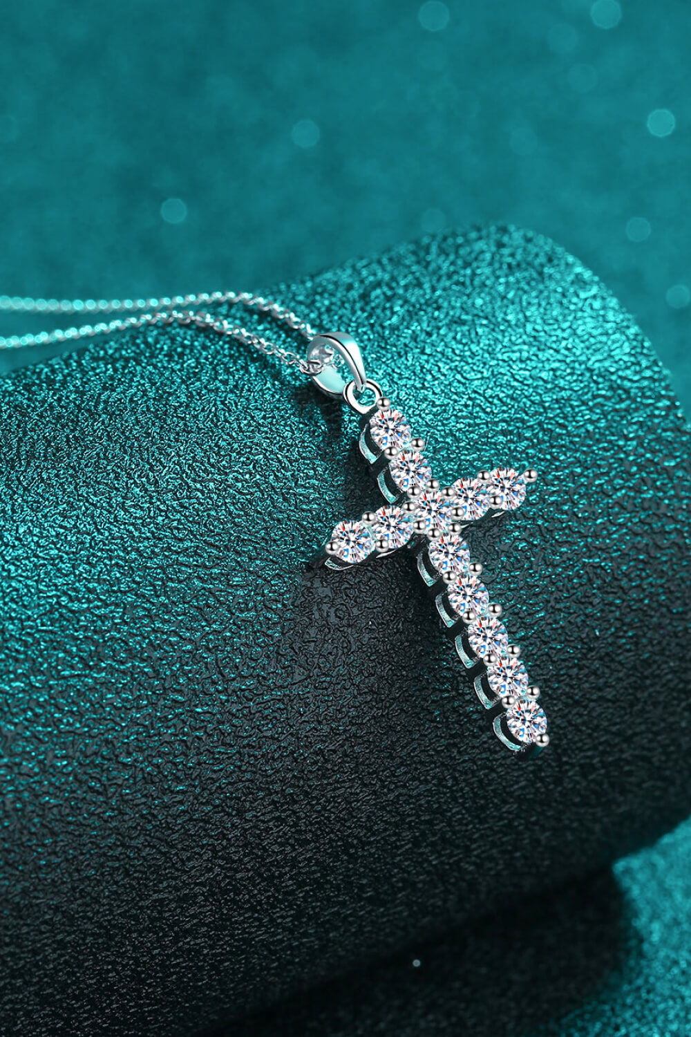Adored 925 Sterling Silver Cross Moissanite Necklace d1005f5560254f46b184ea6dfa7fa6a8-Max Trendsi