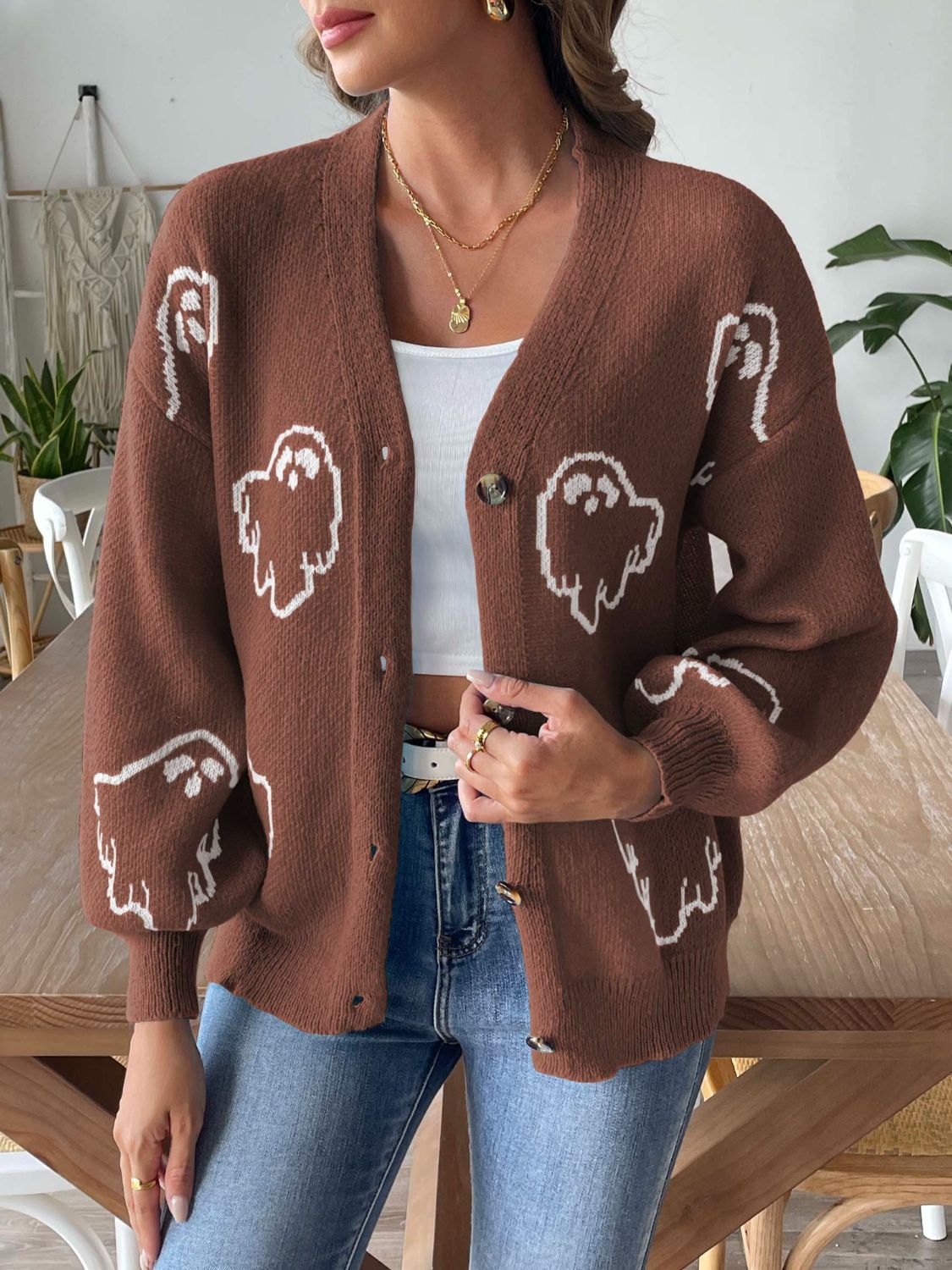 Glownestbest® | V-Neck Dropped Shoulder Cardigan d10073e8-0a28-4d11-b184-fc8bdce50b9f-Max Glownestbest