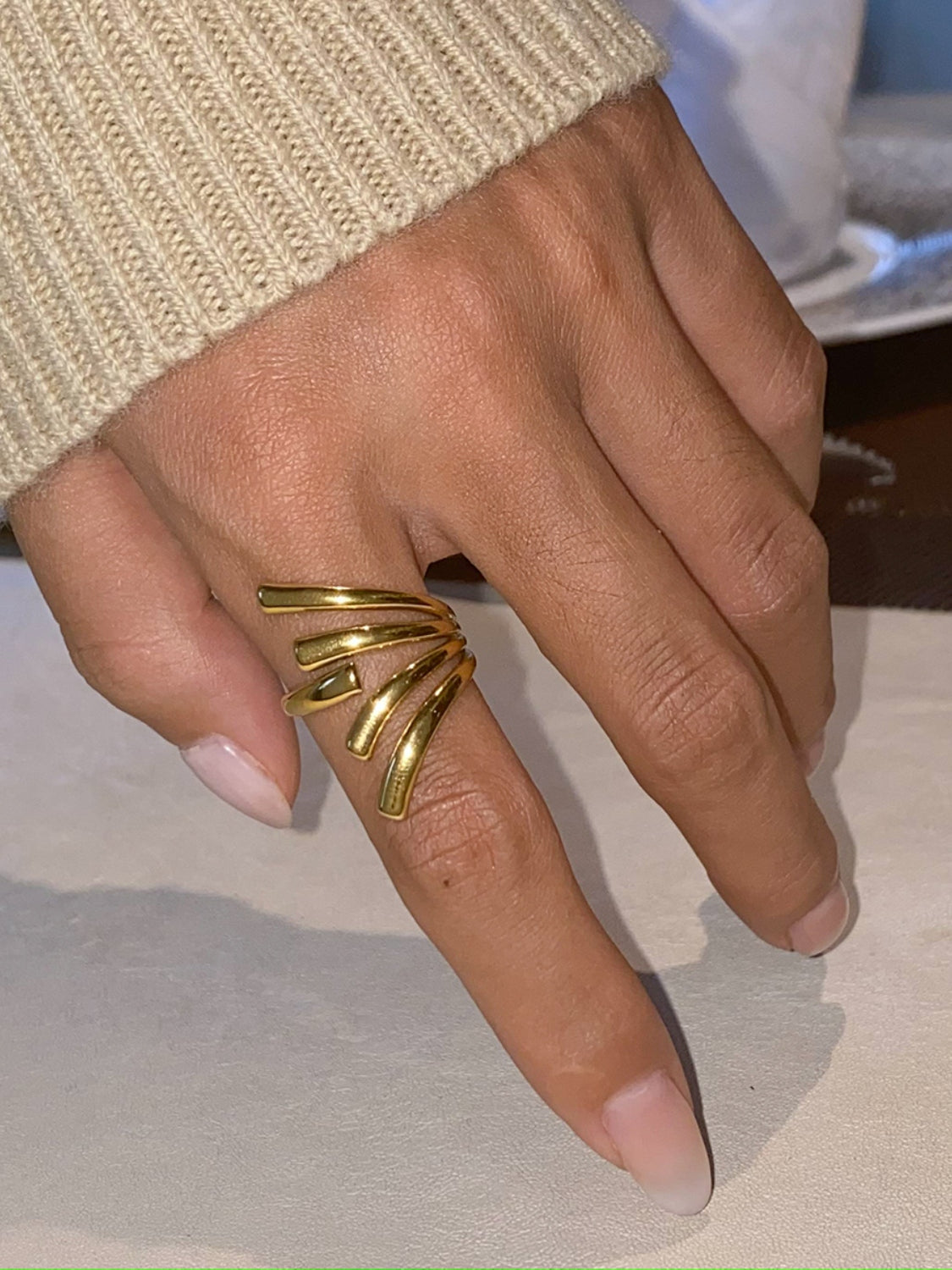 18K Gold-Plated Stainless Steel Irregular Open Ring d1153e2c-7393-4c30-bba3-2c88b58c967d-Max Trendsi