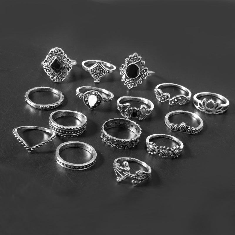 15 Piece Alloy Vintage Ring Set d1226f89-f256-470f-9aa0-ad6b804c3c91-Max Trendsi