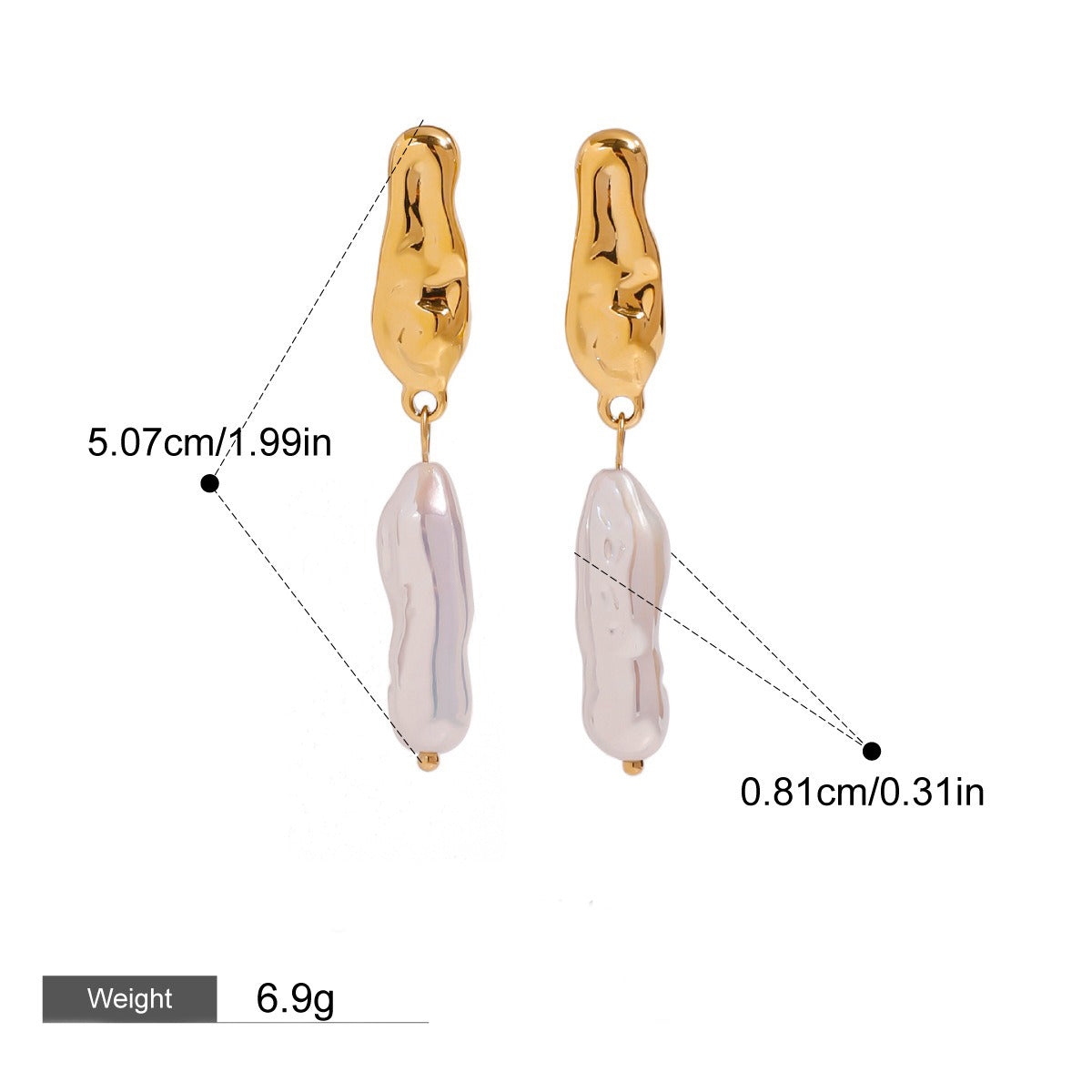 18K gold geometric shape with pearl design high-end earrings d12d3210-7f32-4d54-afab-e65649a12e70 Artshiney
