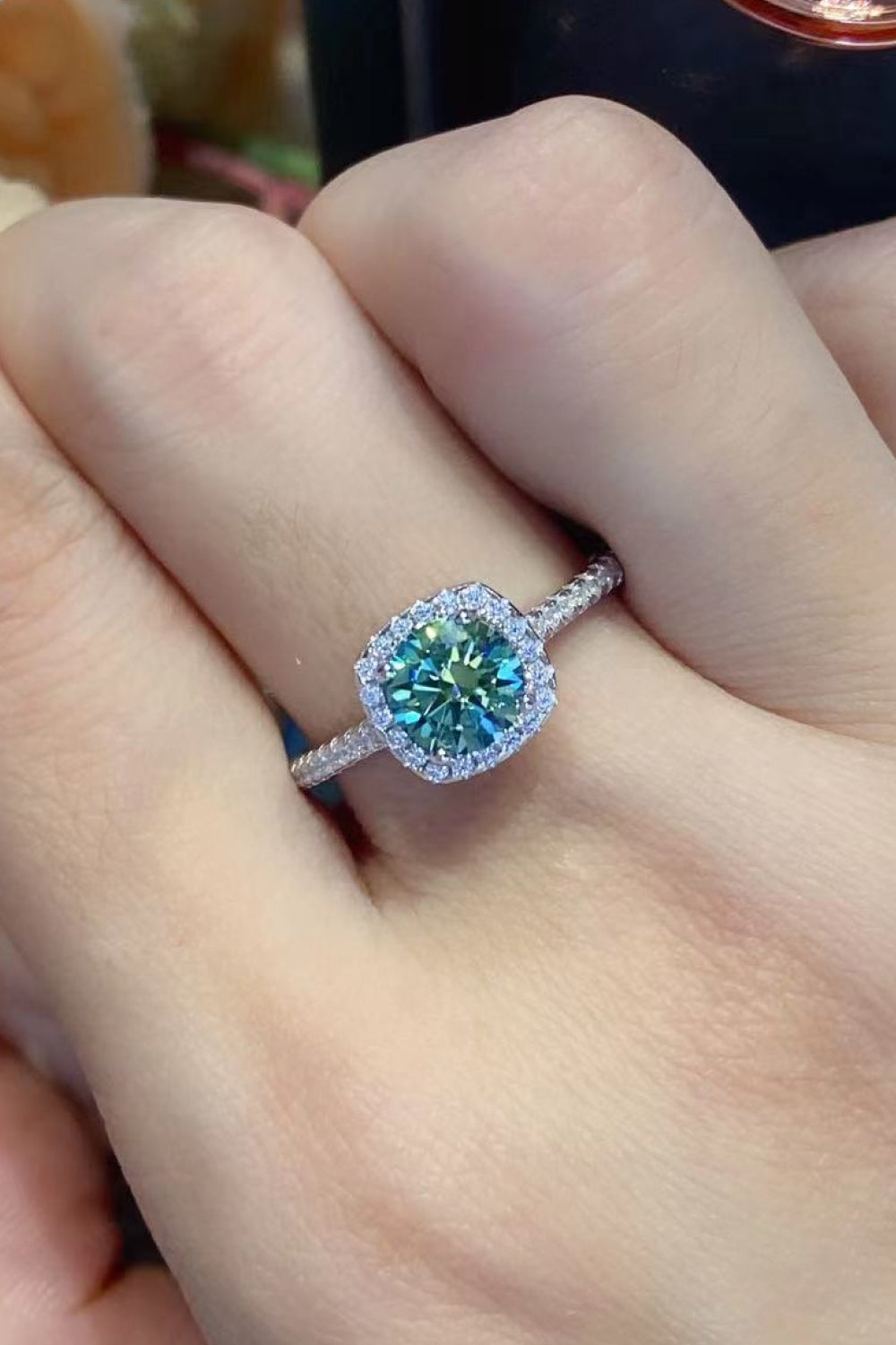Adored 3 Carat Moissanite Platinum-Plated Cluster Ring d135a20273c5407ead1a5868403ba9c8-Max Glownestbest