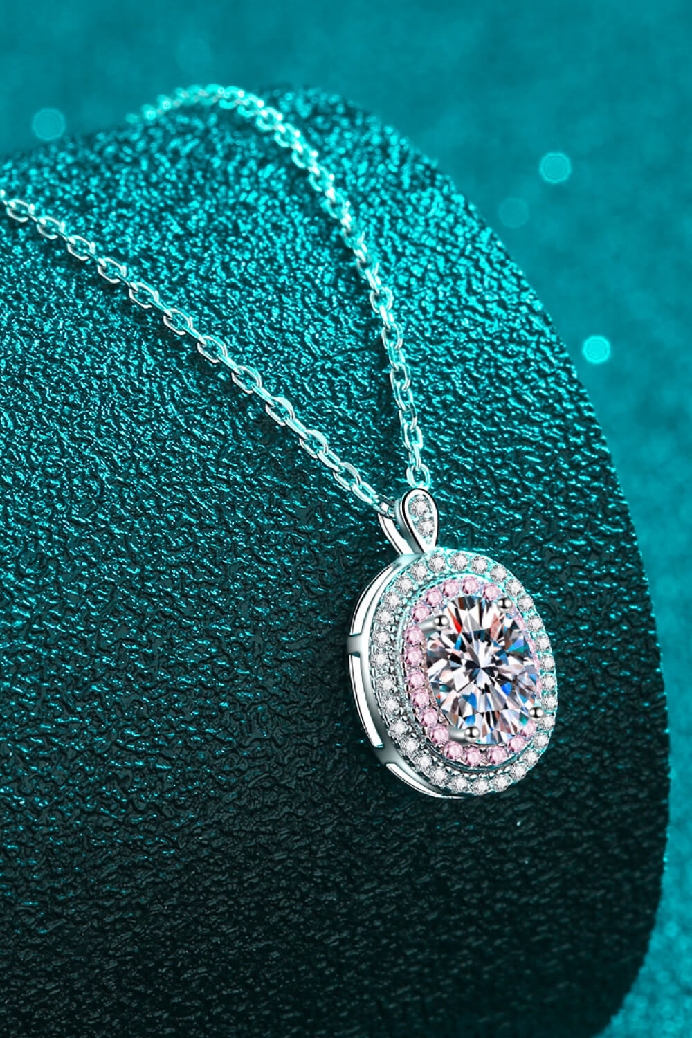Adored 925 Sterling Silver Rhodium-Plated 1 Carat Moissanite Pendant Necklace d1b7130691f4484492acff4786e51ecd-Max Trendsi