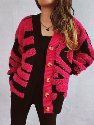 Contrast Button Up Long Sleeve Cardigan d2002f7b-b5d9-4c4b-a9c8-1885a1e9d5c6-Max Glownestbest