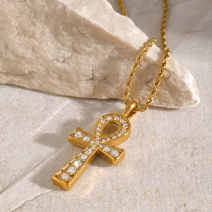 18K Gold Fashion Simple Cross Shape Diamond Design Pendant Necklace d2ac24a2-e25f-4b9d-96f6-abb5f9e11003 Glownestbest