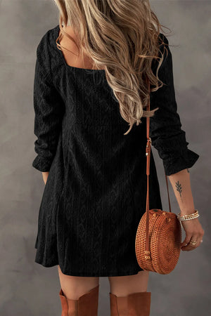 Textured Square Neck Mini Dress d2db582e-b954-462f-9233-926d7959ae24-Max Glownestbest