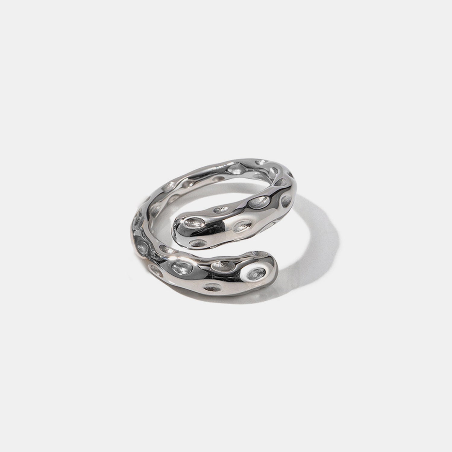 Titanium Steel Gold-Plated Bypass Ring Silver One Size d33b280d-e102-4505-8aae-c9a67adfe64a-Max Trendsi