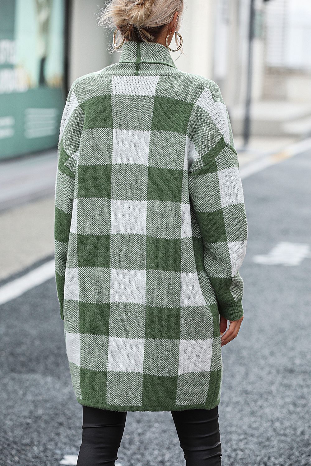 Glownestbest® | Plaid Dropped Shoulder Cardigan with Pocket d353f51822014f549bdc787c9f16cc20-Max Glownestbest