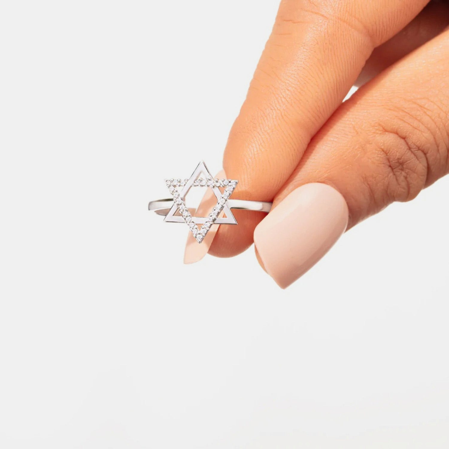 925 Sterling Silver Inlaid Zircon Hexagram Ring d38f2b1a-56bd-4d51-81e3-5ba25f018461-Max Trendsi