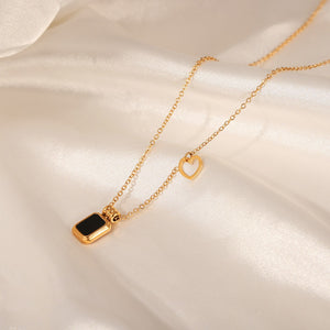 18K gold classic fashionable square plate inlaid gemstone design versatile necklace d3c9afac-1224-4c47-b8ff-863772d5fc24 Artshiney