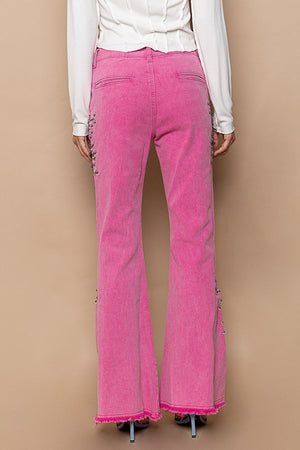 POL Raw Hem Embroidered Flare Pants d4023fb2-c8cf-4097-b404-c35b77c81308-Max Trendsi