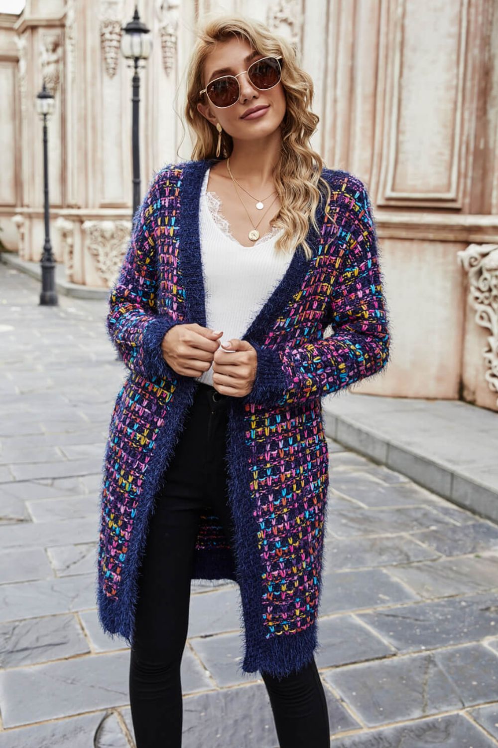 Angel Wings Multicolored Ribbed Trim Open Front Cardigan with Pockets d4277f2ed965445cbd45e9fee4c39d09-Max Glownestbest
