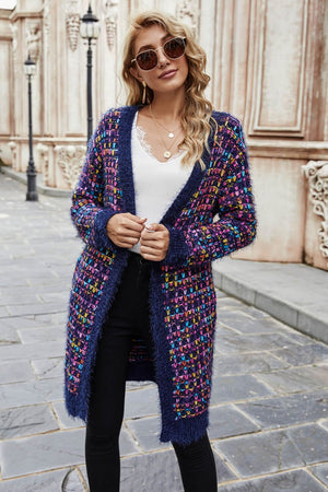 Angel Wings Multicolored Ribbed Trim Open Front Cardigan with Pockets d4277f2ed965445cbd45e9fee4c39d09-Max Glownestbest