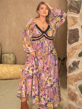 Plus Size Lace Detail Printed V-Neck Long Sleeve Midi Dress Multicolor d42f4437-559f-4b2e-a9b5-7c266956e5ee-Max Glownestbest