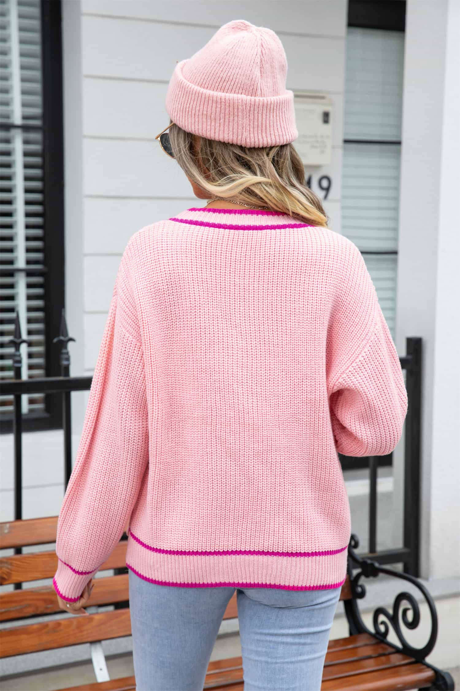 Angel Wings Waffle Knit V-Neck Cardigan with Pocket d4c16eb67633411c9621f83ec43e76ad-Max Glownestbest