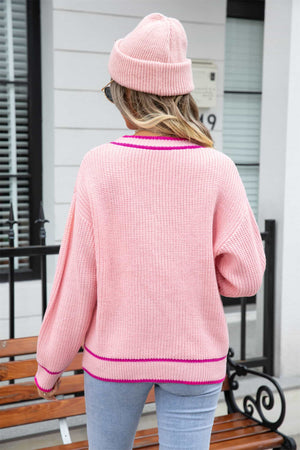 Angel Wings Waffle Knit V-Neck Cardigan with Pocket d4c16eb67633411c9621f83ec43e76ad-Max Glownestbest