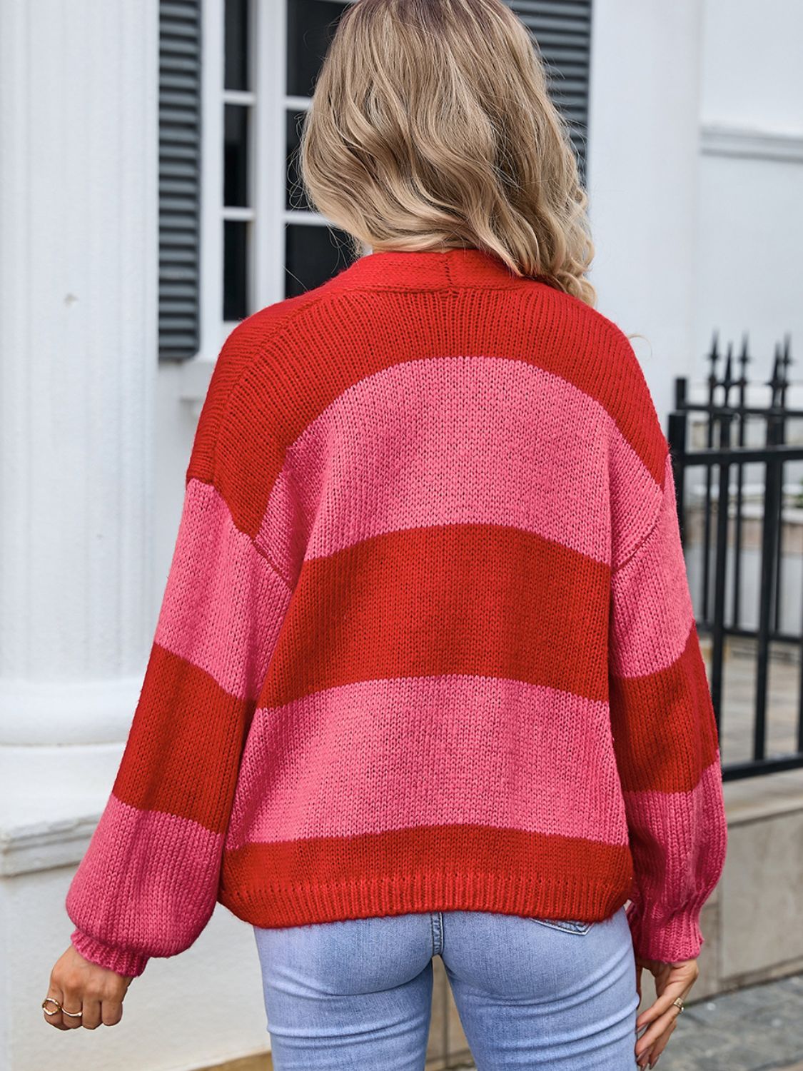 Glownestbest® | Striped Open Front Dropped Shoulder Cardigan d4cc8b4b-faab-473f-b68c-6f887751073d-Max Glownestbest