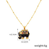 18K Gold Trendy Personalized Elephant Inlaid Gemstone Design Necklace Black d516f87e-895c-4047-a9a9-71149a7588ba Glownestbest