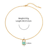 18K Novel Fashion Checker Checker Green and White Design Versatile Pendant Necklace Style A d51d0329-8df8-4ce1-94ce-c47c881aa9ab Artshiney