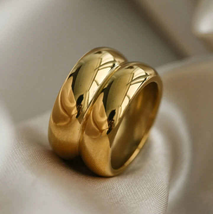 Gold Double Ridge Ring d5e51bccb4bd4a3da77d87a39bc3e51f Trendsi