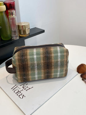Contrast Plaid Clutch with Zipper d66ffbe2-ee63-4bb5-95f4-a88cff0ac9e5-Max Trendsi