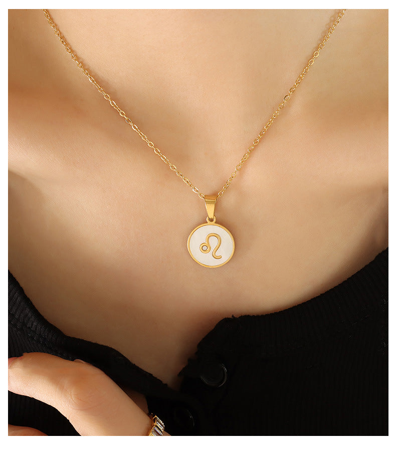 Exquisite Zodiac White Seashell Design Pendant Necklace d696a6d9-4125-4a20-8dcf-883addc61e80 Artshiney