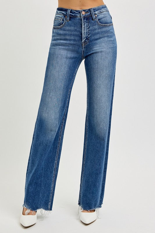 RISEN Tummy Control High Rise Raw Cut Jeans d6c9375d-cf7d-49d4-8274-e327f01e02f6-Max Trendsi