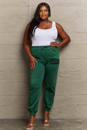 Simply Love Full Size HAVE THE DAY YOU DESERVE Graphic Sweatpants d6e4458e6462434eaac28ee8405ddd24-Max Trendsi