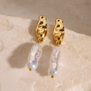 18K gold geometric shape with pearl design high-end earrings d77d3188-e4fa-4981-8ccf-d2ce85f4af38 Artshiney