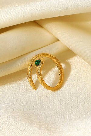 Snake Charmer Malachite Snake-Shaped Bypass Ring d791095e09af4e0ba8a75e25e965940f-Max Trendsi
