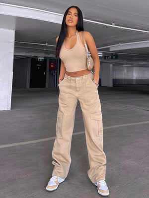 Straight Jeans with Pockets d7a2e36cdd14464b9d167e88ec1a83fc-Max Trendsi