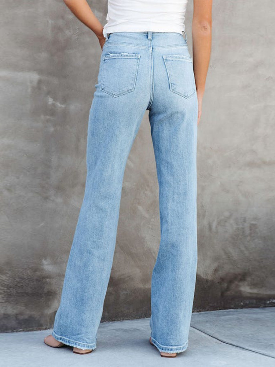 Washed Straight Leg Jeans d819f8e393bc453ea7e0732268c771c3-Max Trendsi