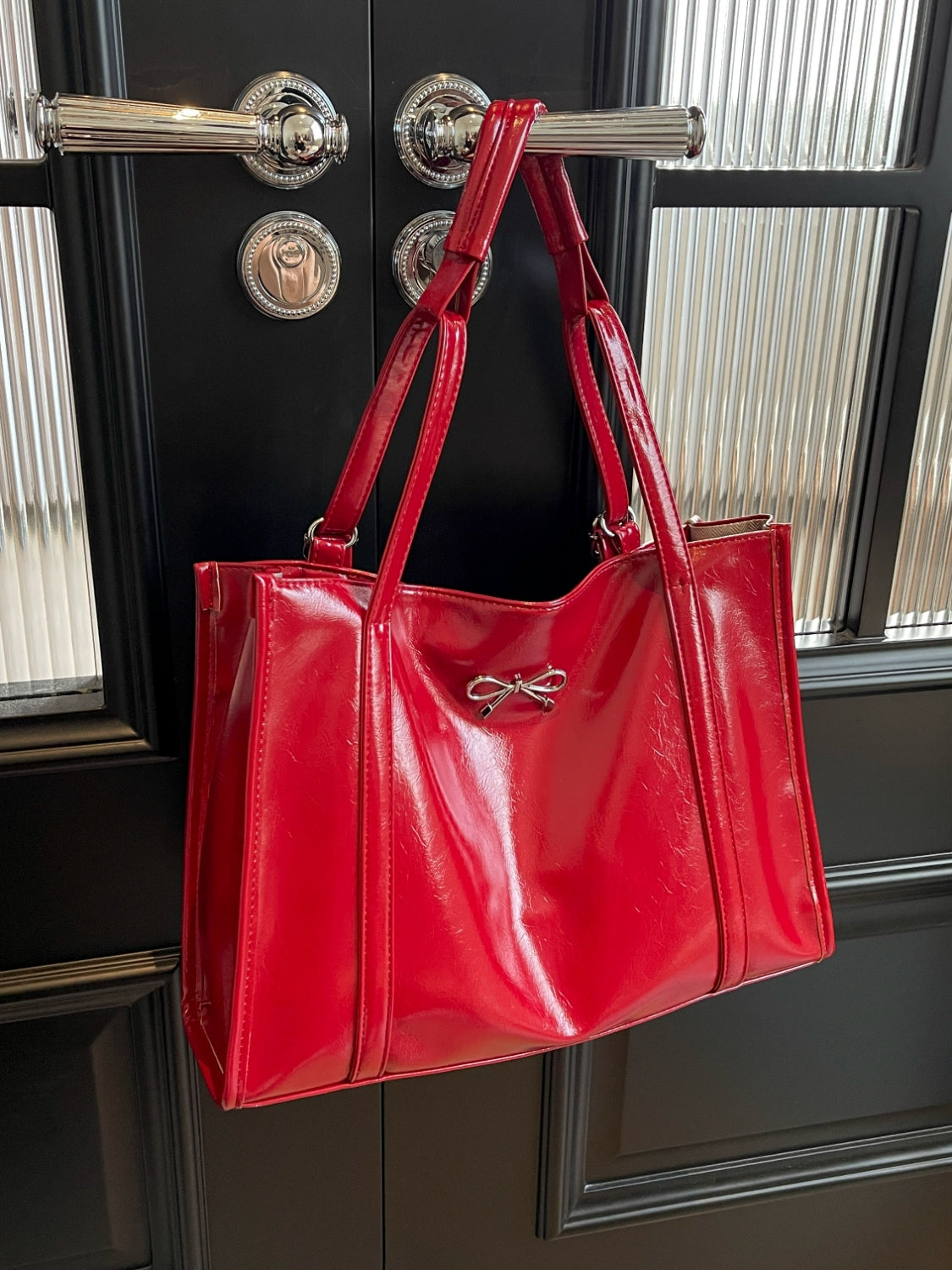 PU Leather Bow Shoulder Bag d8ae7f60-6d17-41dc-9916-15d23d0f4f89-Max Trendsi