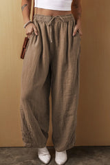 Drawstring Wide Leg Pants Taupe d8dad916-d359-4529-b6e6-5d66fd563904-Max Trendsi
