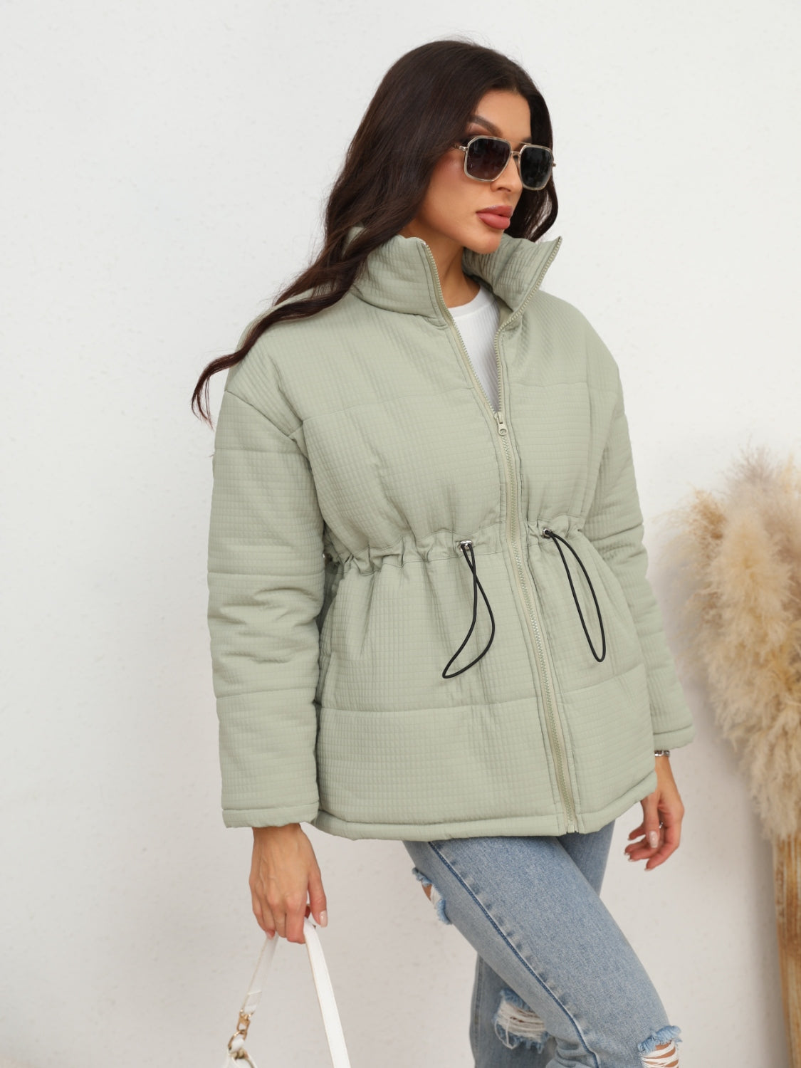Glownestbest ® | Drawstring Waist Zip-Up Puffer Jacket d977db34e6b940d7b25c3fb1922d221c-Max Glownestbest