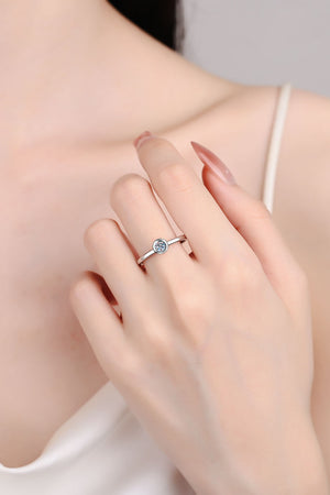 Moissanite Rhodium-Plated Solitaire Ring d9b23e9db89c43e0a932c4017553d743-Max Trendsi