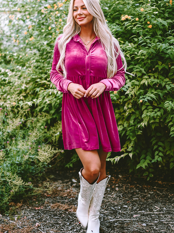 Collared Neck Buttoned Mini Dress da0974fb141a4f69b50e931d23e7b420-Max Glownestbest