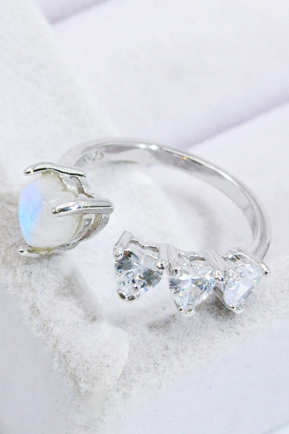 Natural Moonstone and Zircon Heart Open Ring da8e71f3bfad452281d0523de5ba5b80-Max Trendsi