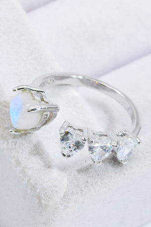 Natural Moonstone and Zircon Heart Open Ring da8e71f3bfad452281d0523de5ba5b80-Max Trendsi