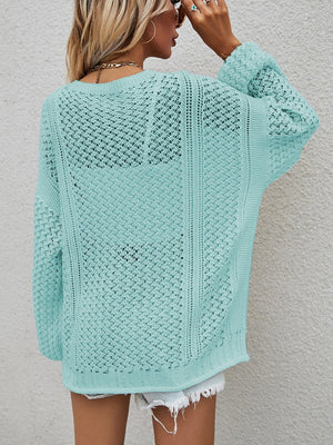 Glownestbest® | Openwork Button Front Cardigan dadd38321d0c47a8ab5b74b1de247c0d-Max Glownestbest