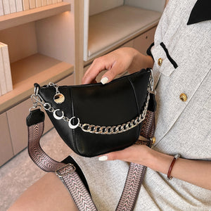 PU Leather Chain Trim Crossbody Bag db00b678-205d-4ba0-9581-b2c7b9f58340-Max Trendsi