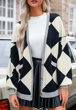 Color Block Button Down Long Sleeve Cardigan db5c3ffd-e30d-46b2-9b9b-ac6c2e1615c3-Max Glownestbest